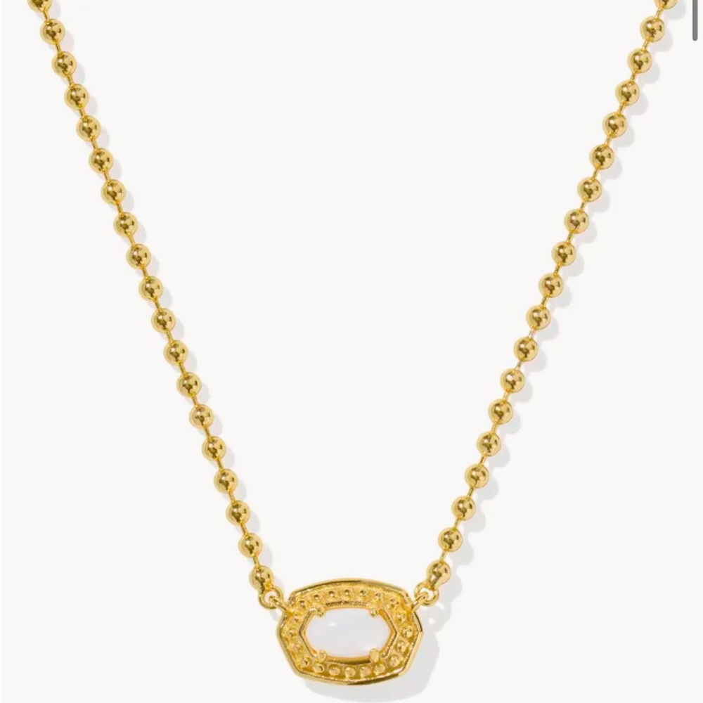 NWT Kendra Scott Emilie Gold Beaded Pendant Necklace in White Mother-of-Pearl